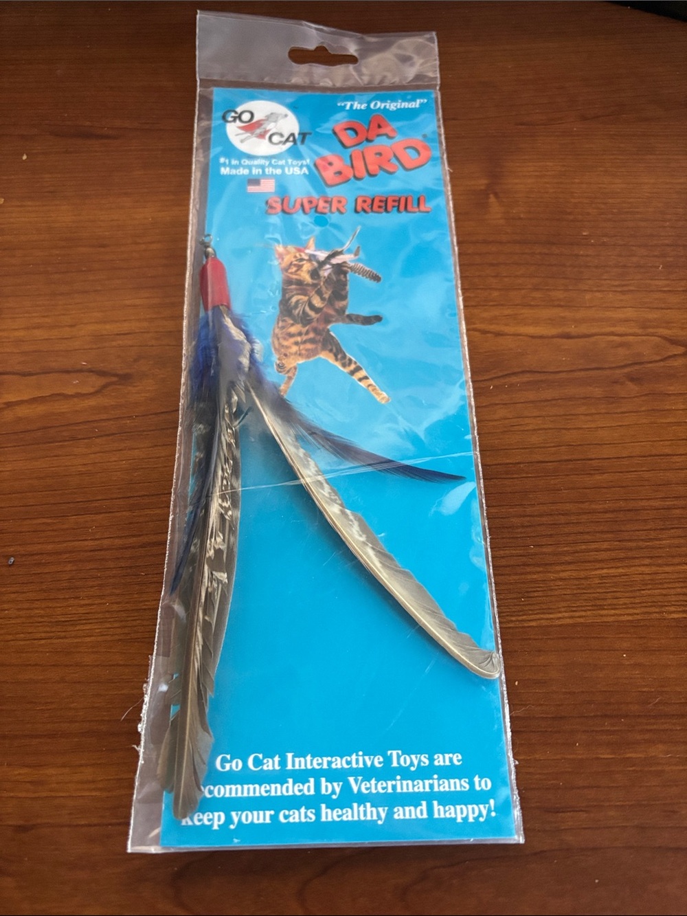 Super Refill Feather Cat Toy - Brown/Blue